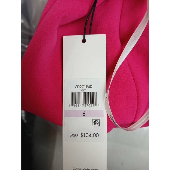 NWT Calvin Klein Women's Flutter Sleeve Sheath Dress in Fuchsia Pink - Size 6 - Picture 3 of 3